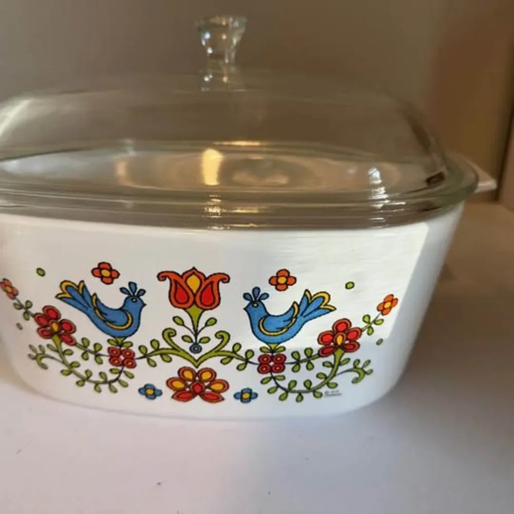 Vintage 1975 Corning Ware Festival Blue Bird Casserole Dishes with Lids. 1 quart